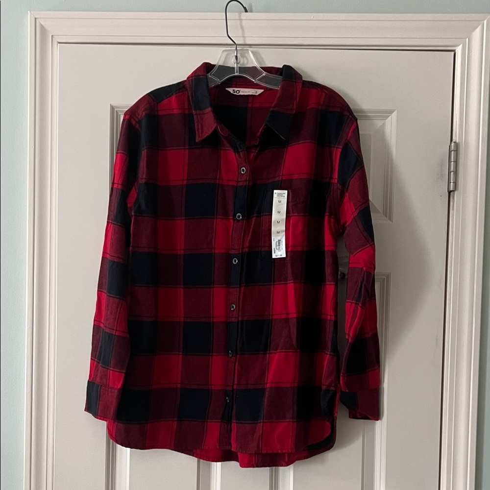 SO Red and Black Plaid Shirt